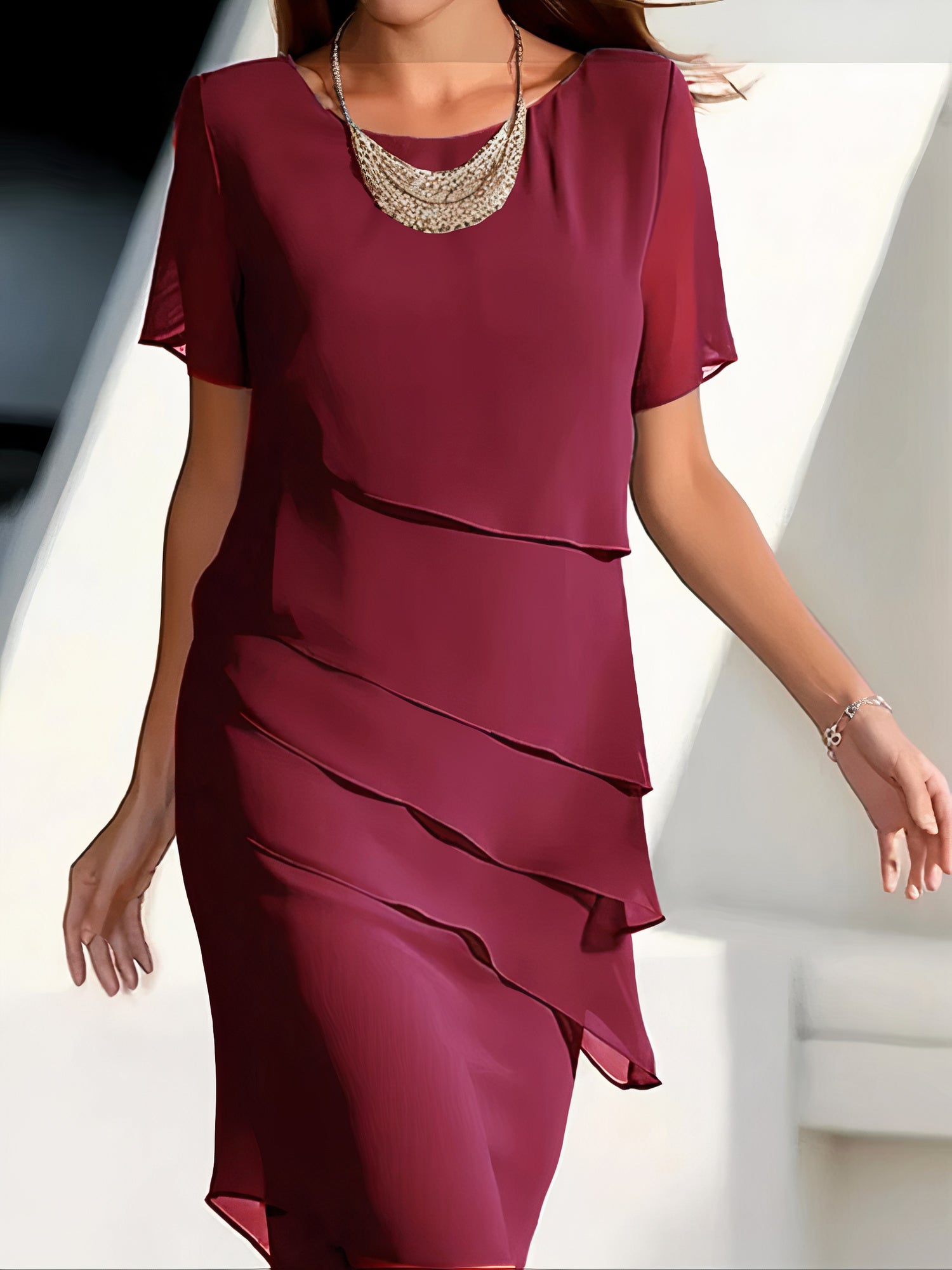 Women's Chiffon Summer Dress Elegant Flowing Fabric for Cocktail and Formal Occasions 1