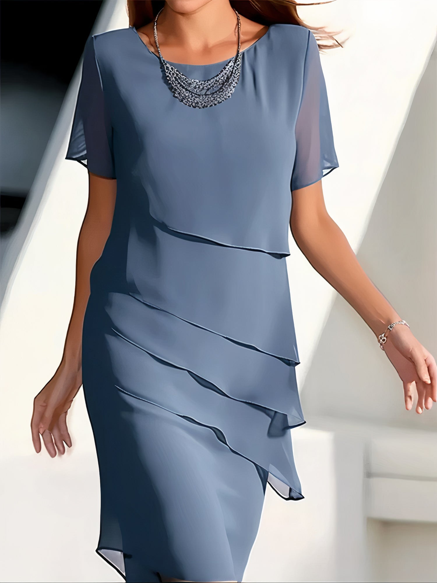 Women's Chiffon Summer Dress Elegant Flowing Fabric for Cocktail and Formal Occasions 2