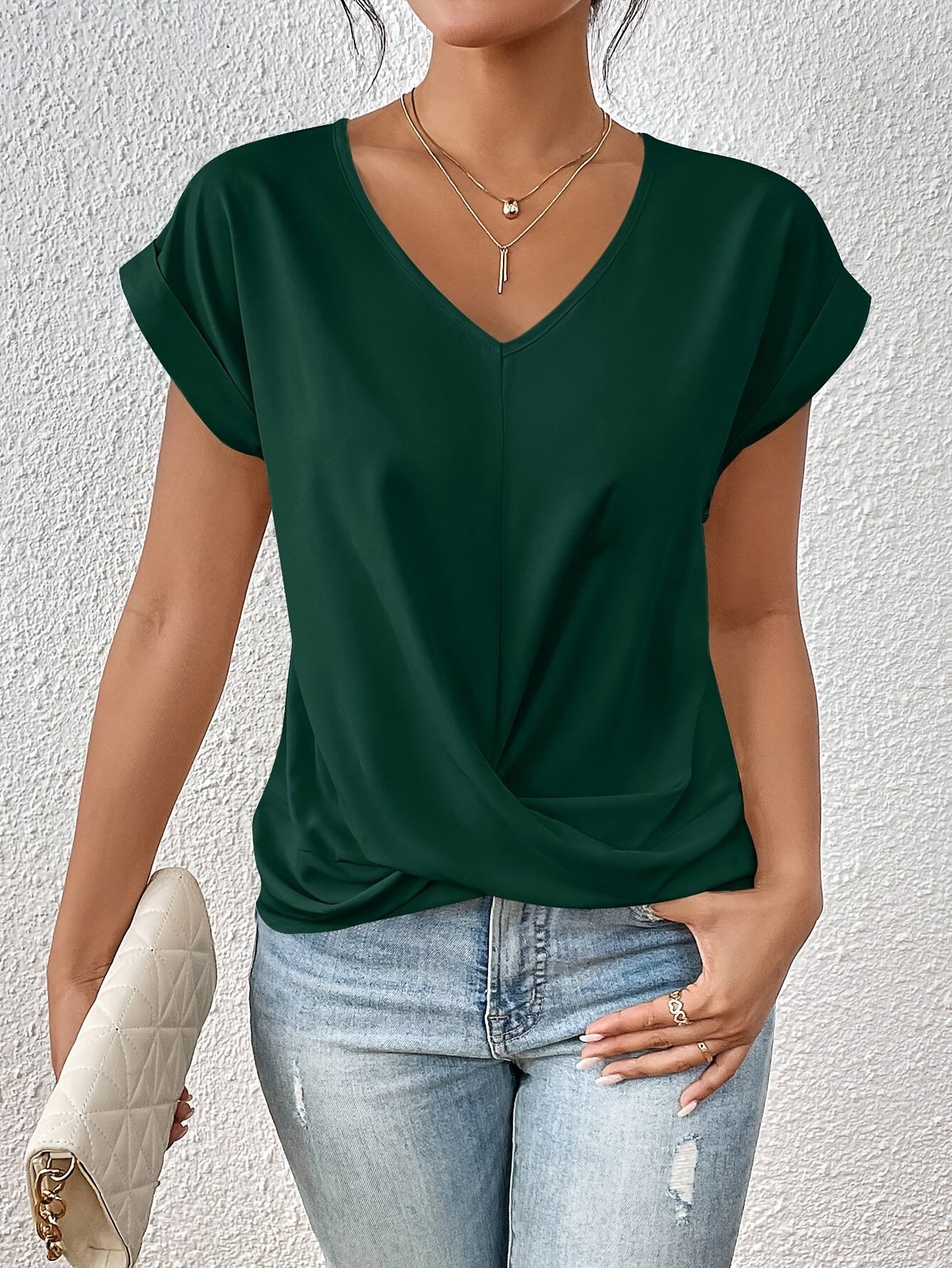 Women's Going Out Top V-Neck Knot Elegant Design Lightweight Micro-Elastic Knit S-2XL 4