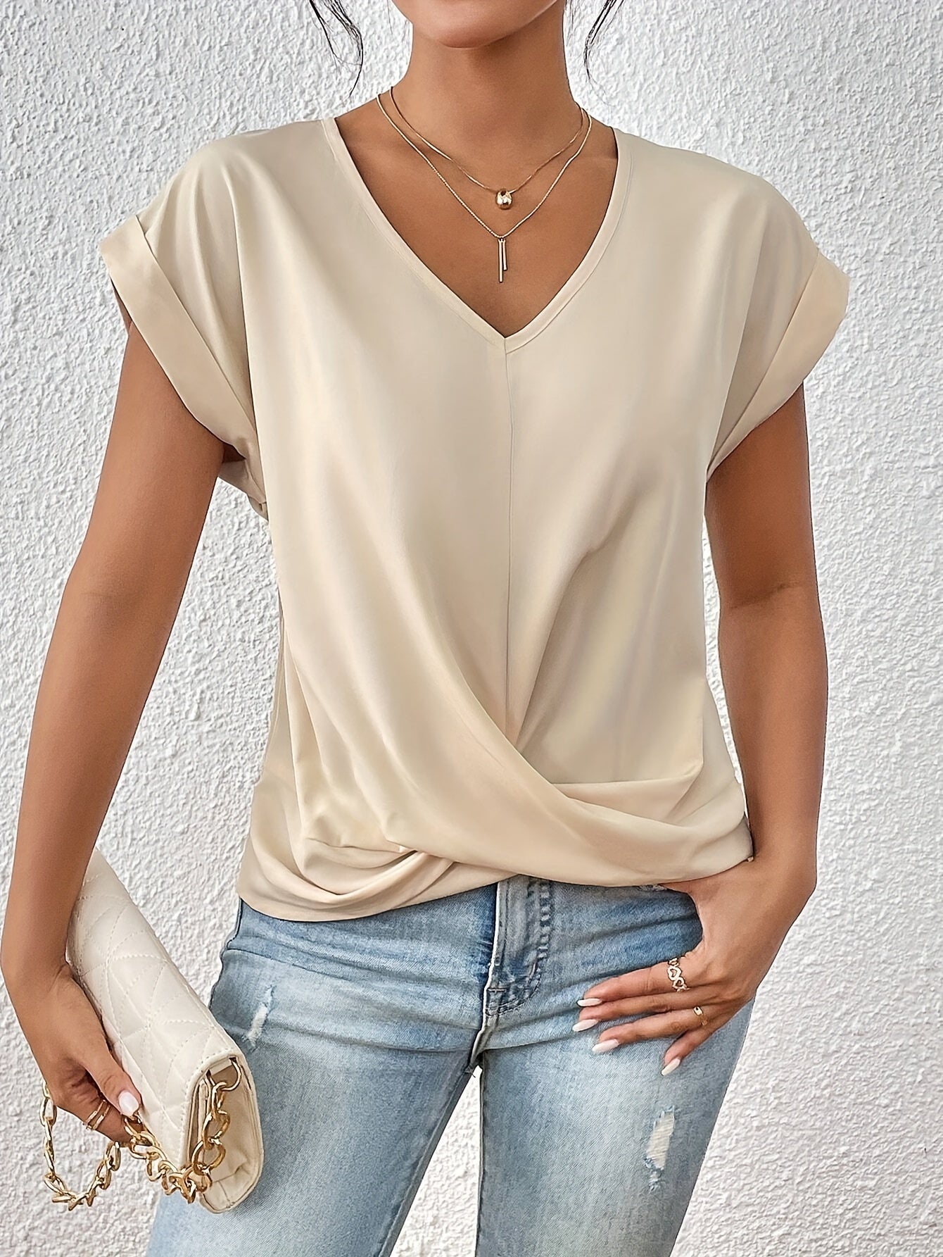 Women's Going Out Top V-Neck Knot Elegant Design Lightweight Micro-Elastic Knit S-2XL 5