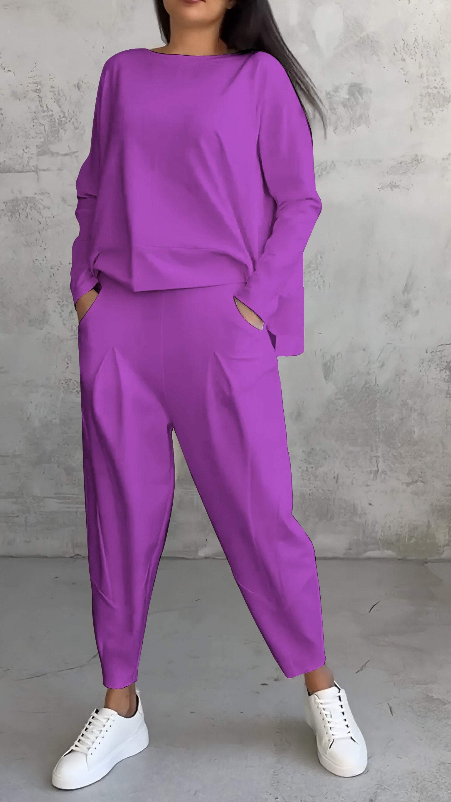 Women's Long Sleeve Jumpsuit Round Neck Soft Fabric Chic Design Sizes S to 5XL 10