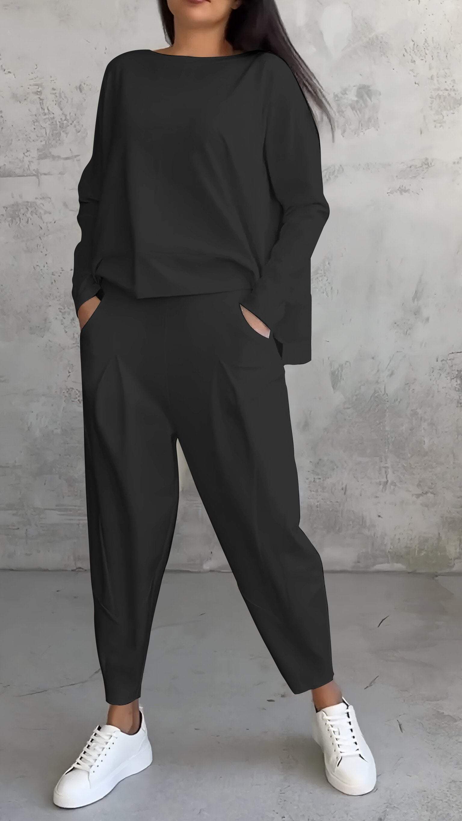 Women's Long Sleeve Jumpsuit Round Neck Soft Fabric Chic Design Sizes S to 5XL 5