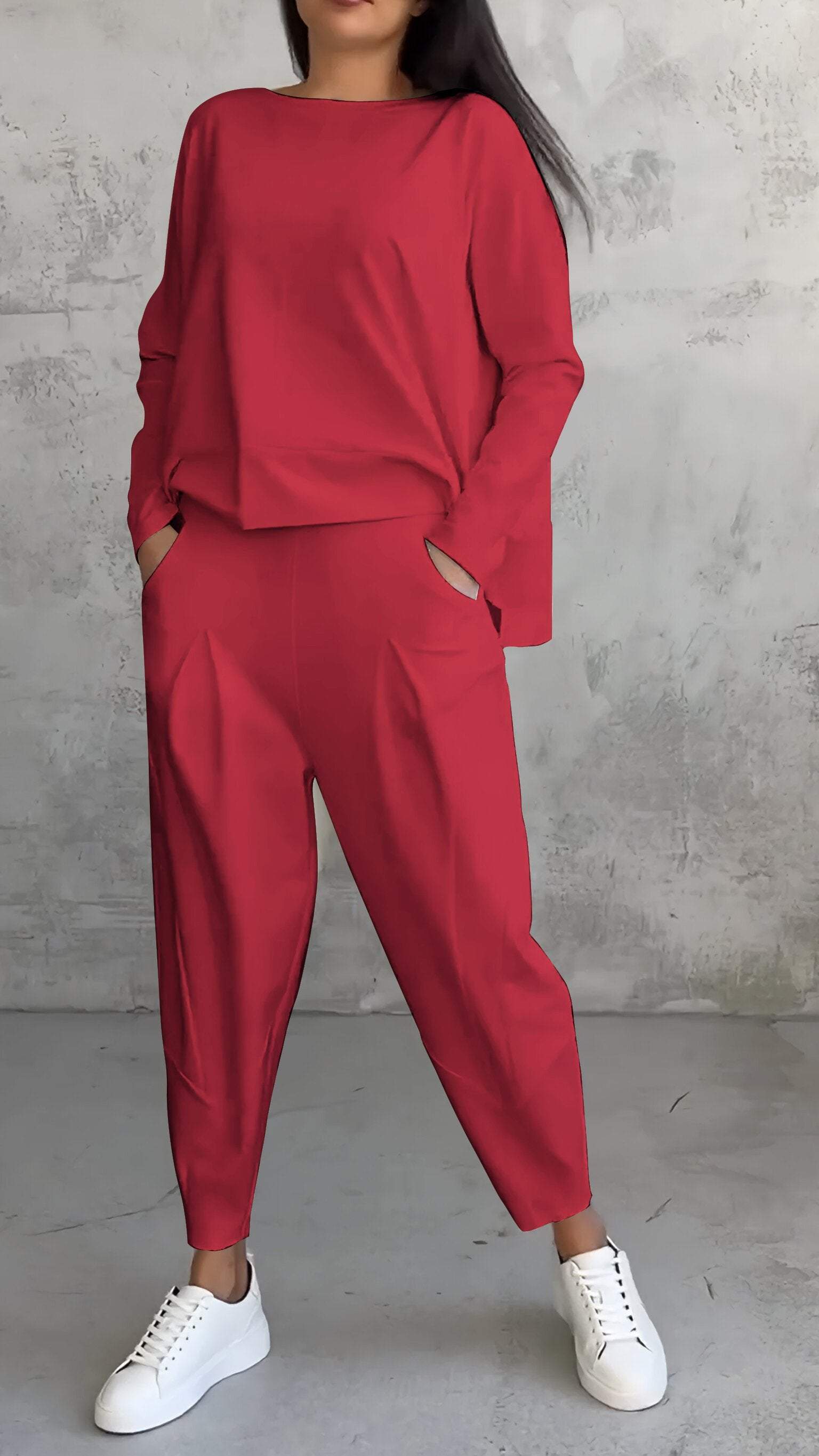 Women's Long Sleeve Jumpsuit Round Neck Soft Fabric Chic Design Sizes S to 5XL 6