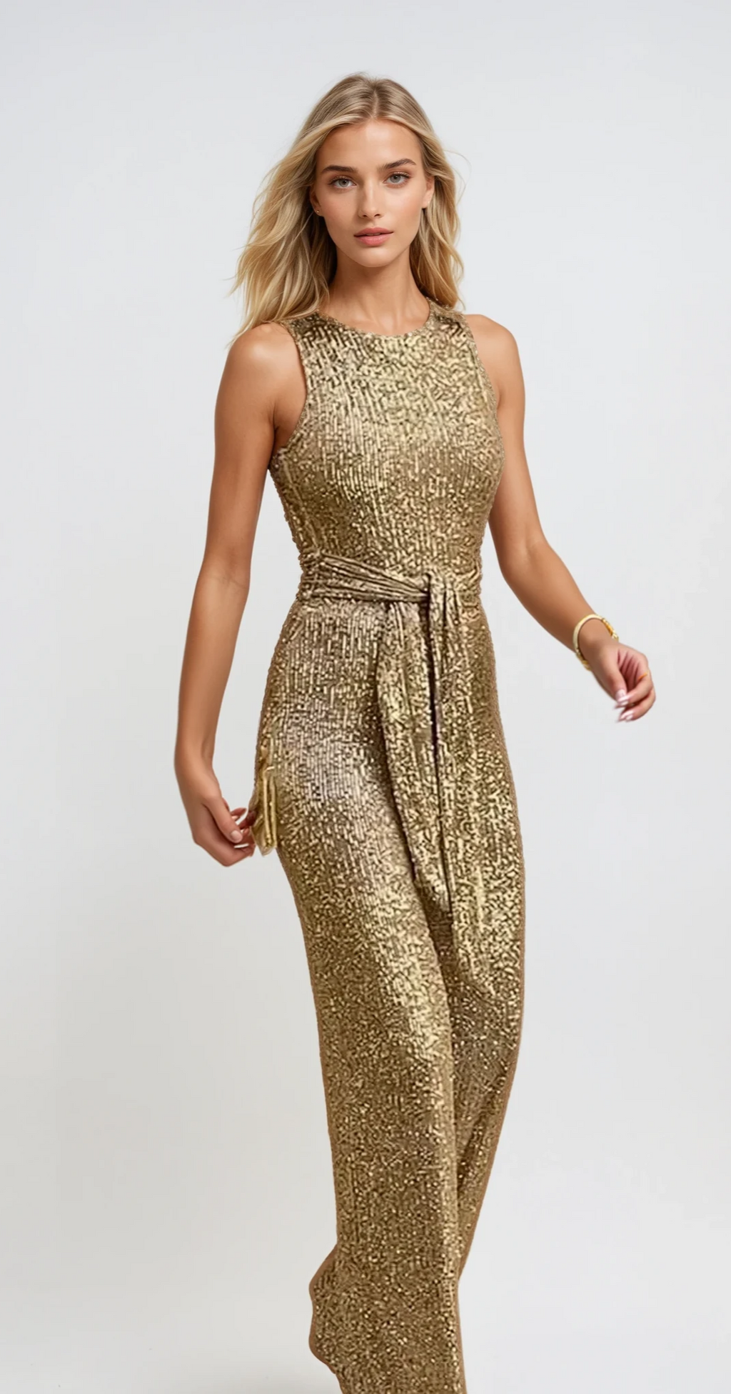 Women's Sequin Jumpsuit Black Glitter Party Outfit Elegant Fit 1