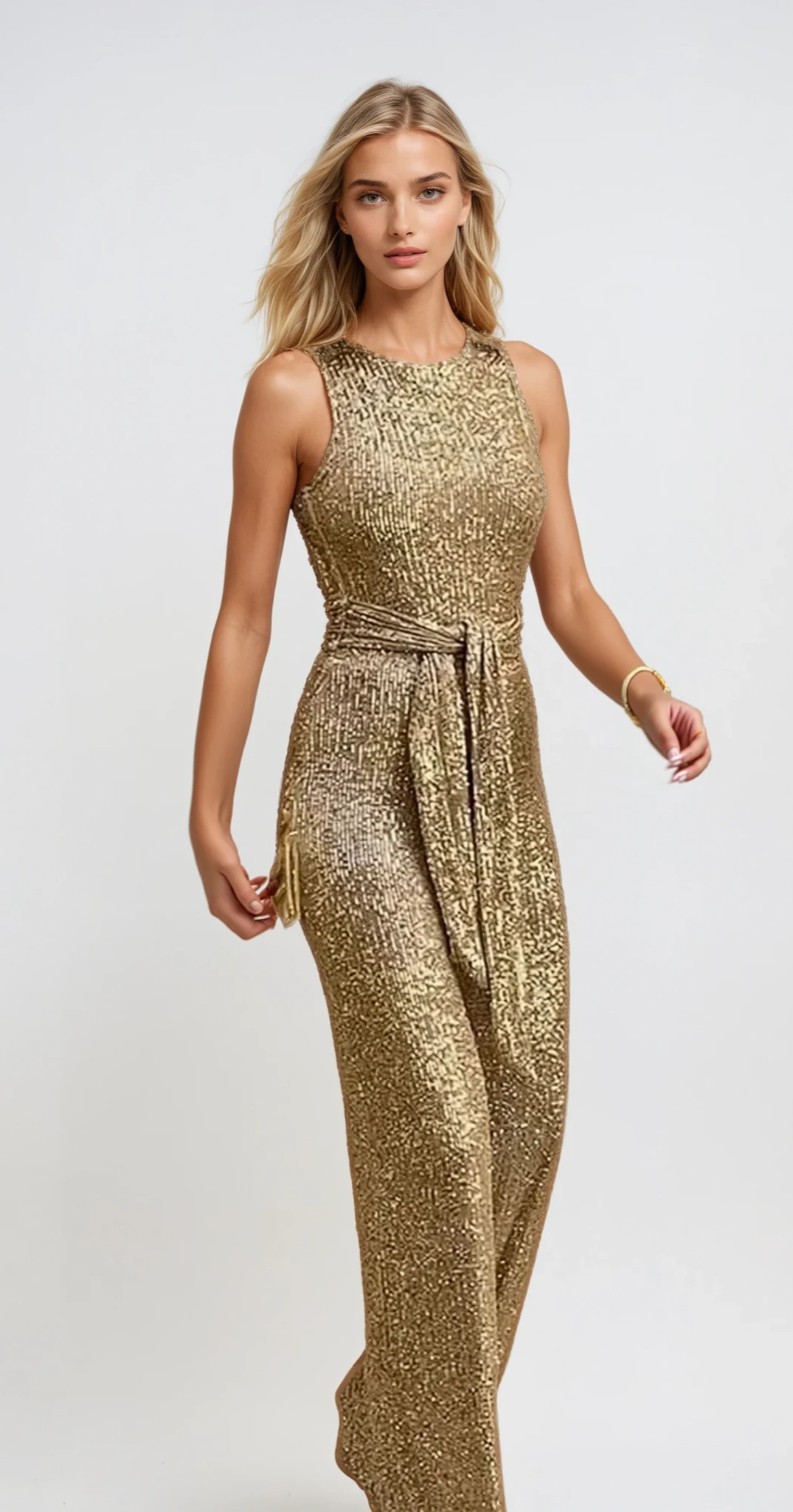 Women's Sequin Jumpsuit Black Glitter Party Outfit Elegant Fit 1