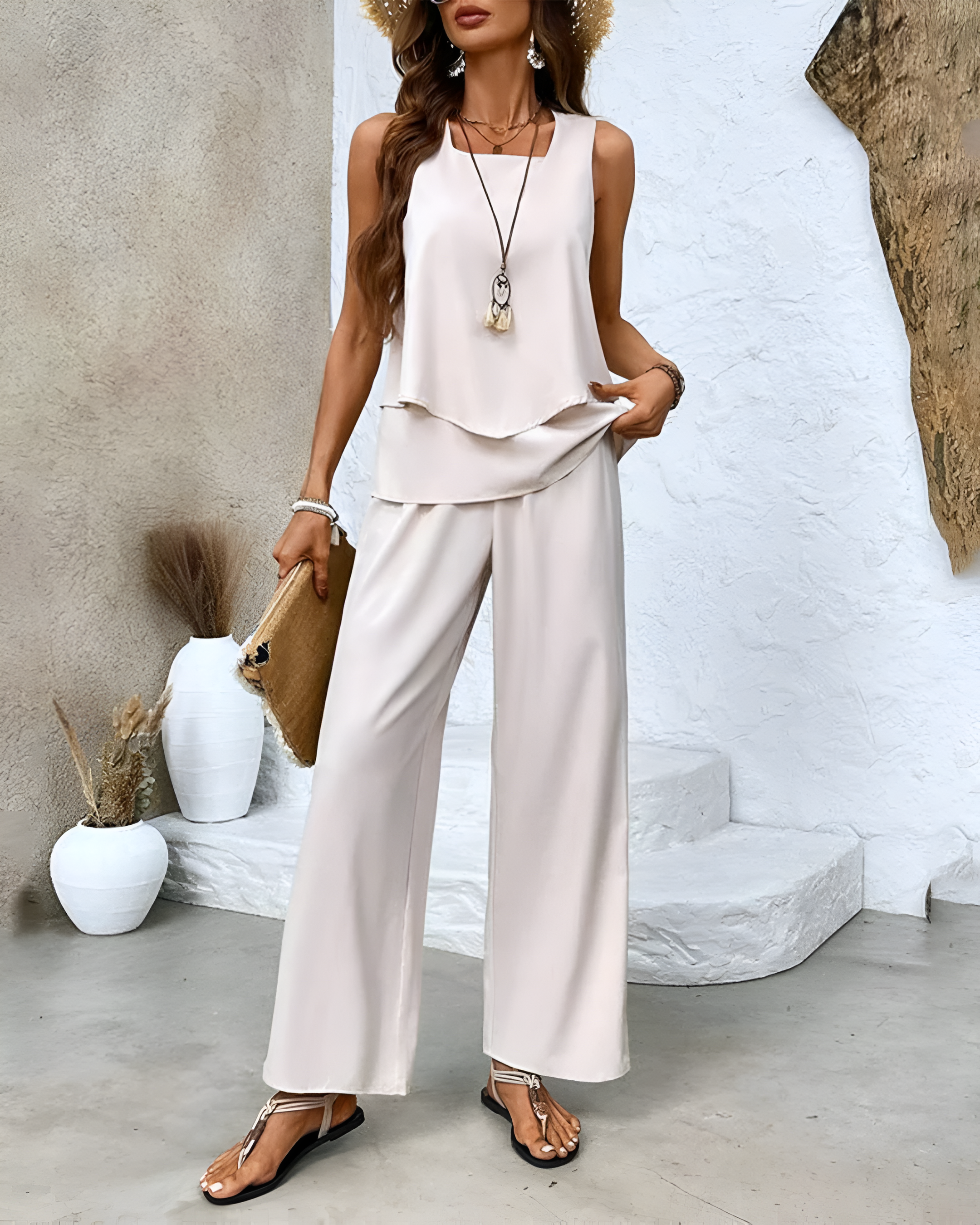 Women's Two-Piece Summer Set Lightweight Linen Chic Design Relaxed Fit 4