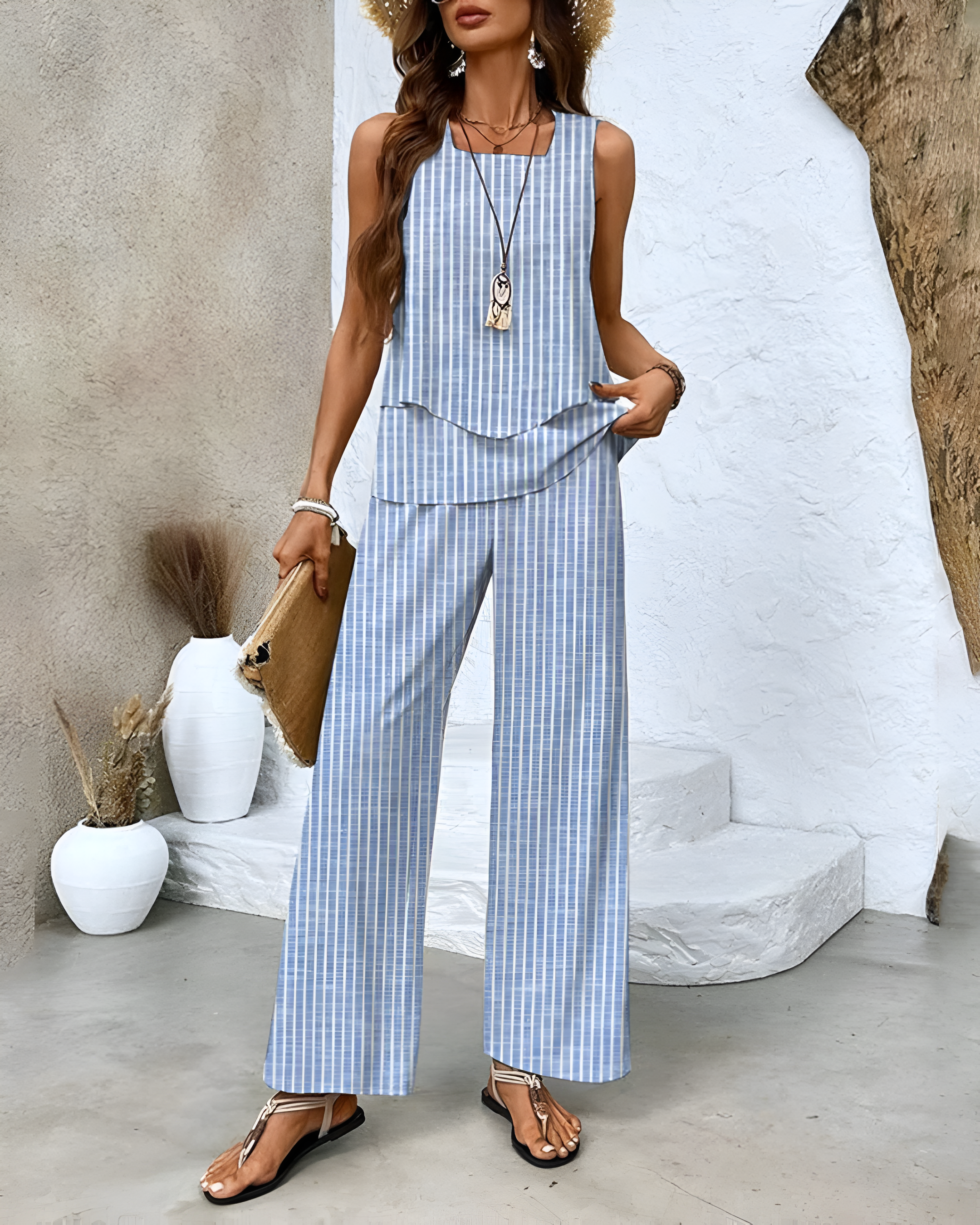 Women's Two-Piece Summer Set Lightweight Linen Chic Design Relaxed Fit 5